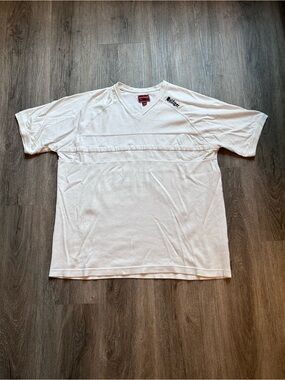 Y2K Tommy Hilfiger White V-neck Shirt Sz XL Red Label Vintage